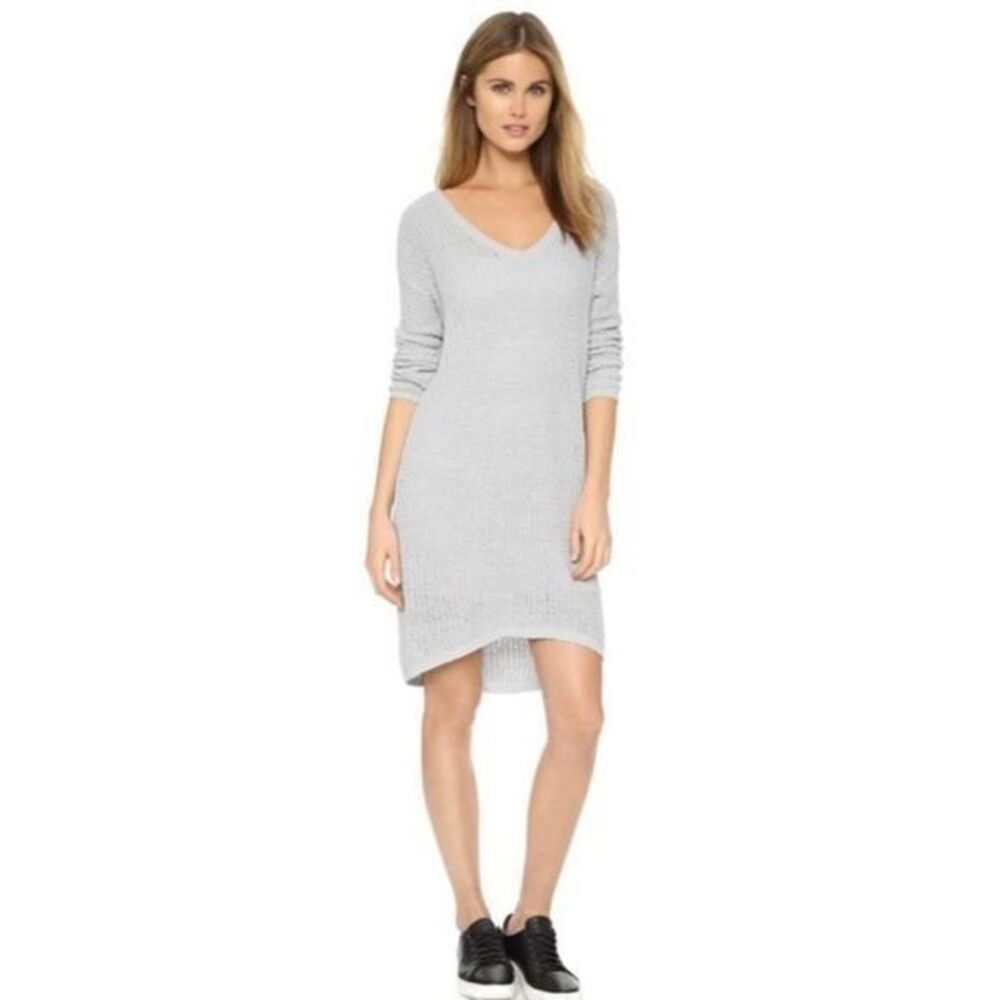 Cupcakes and Cashmere gray high low sweater dress